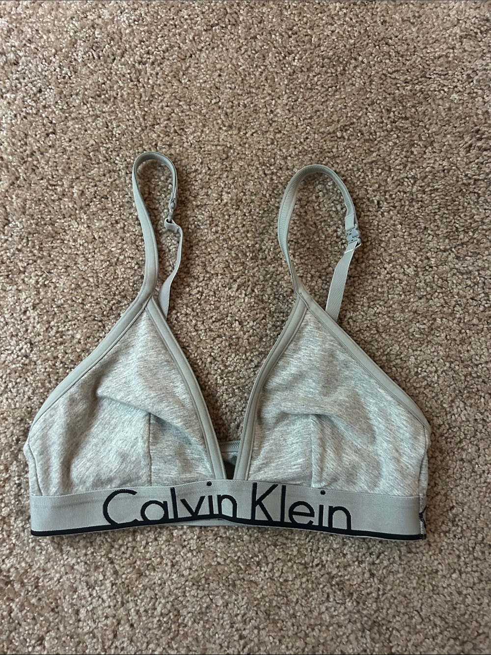 Calvin Klein Light Gray Logo Triangle Bralette